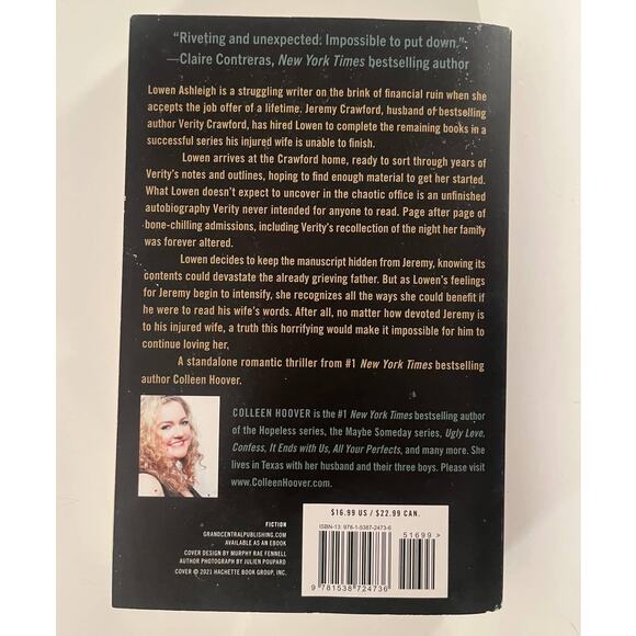 Verity Book by Colleen Hoover - Picture 2 of 2